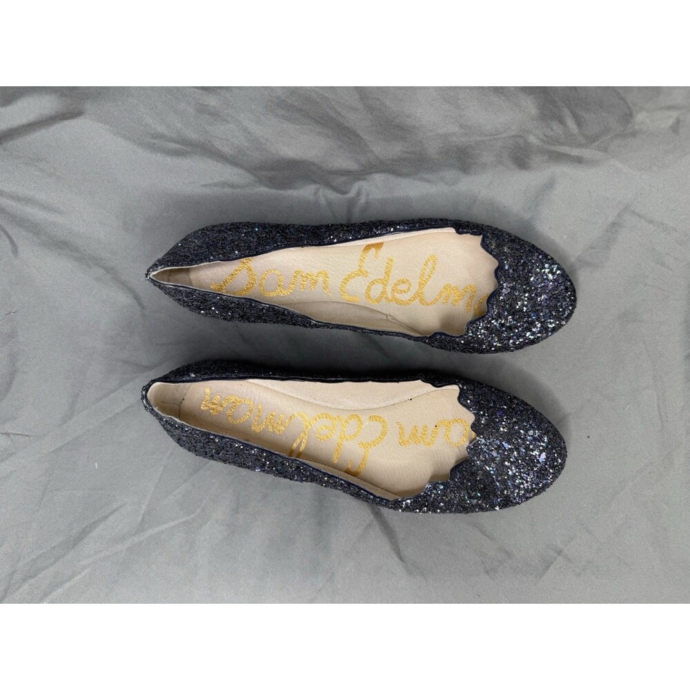 Sam Edelman Alaine Black Glitter Flats Shoe Ballet Sparkle Classy Preppy Size 7 - Picture 3 of 6